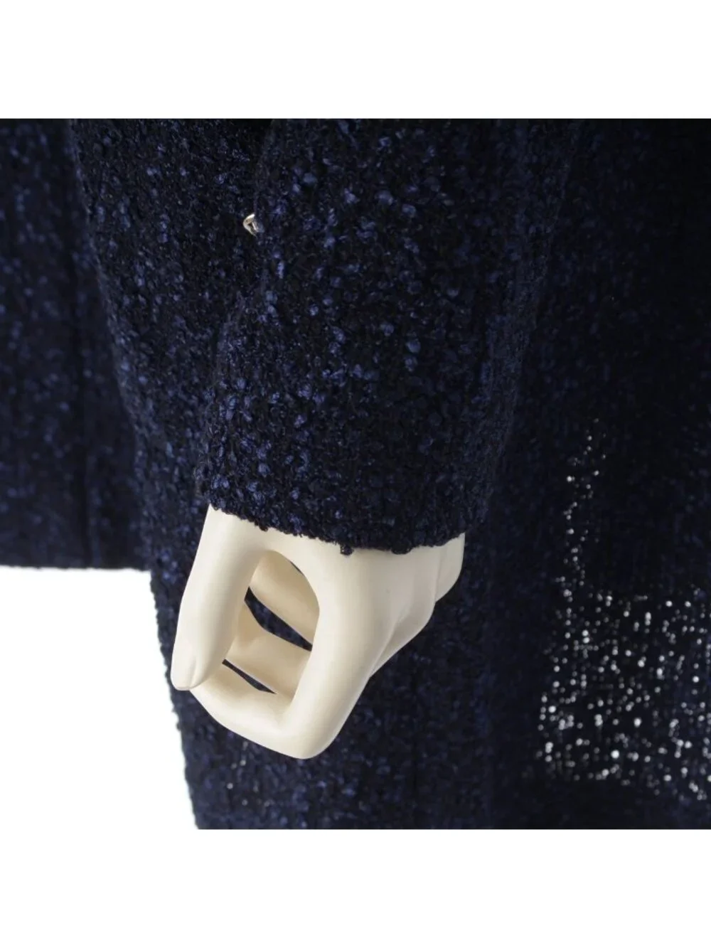 Chanel Tweed Gown Coat Navy 36